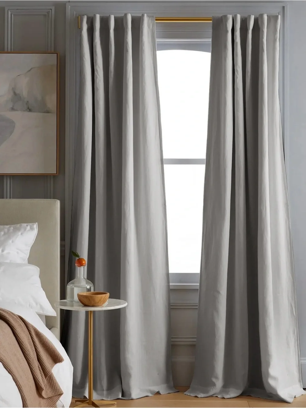 Quince European Linen Blackout Panel in Cloud 48x120